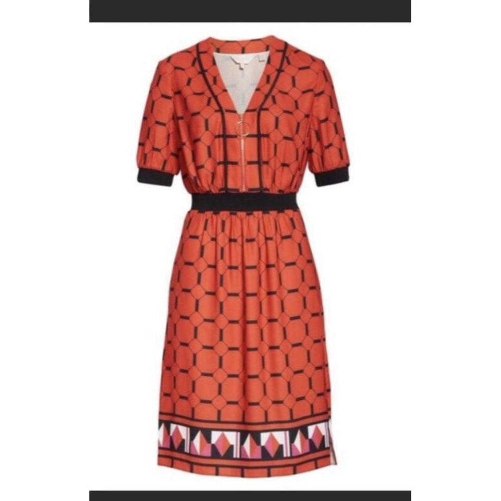 Ted Baker Valent Geo Print Zip Front Dress TB 5/ US 14 $295